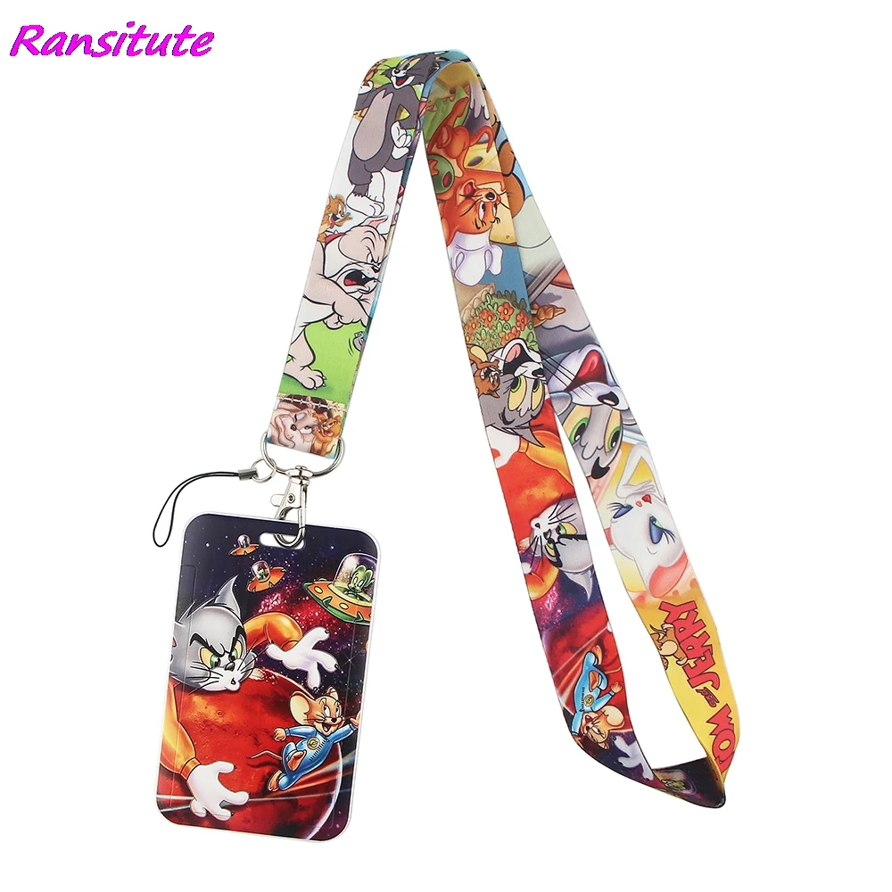 Ransitute R1638 кошка с мышонком из мультфильма шейный ремешок для ключей ID карты