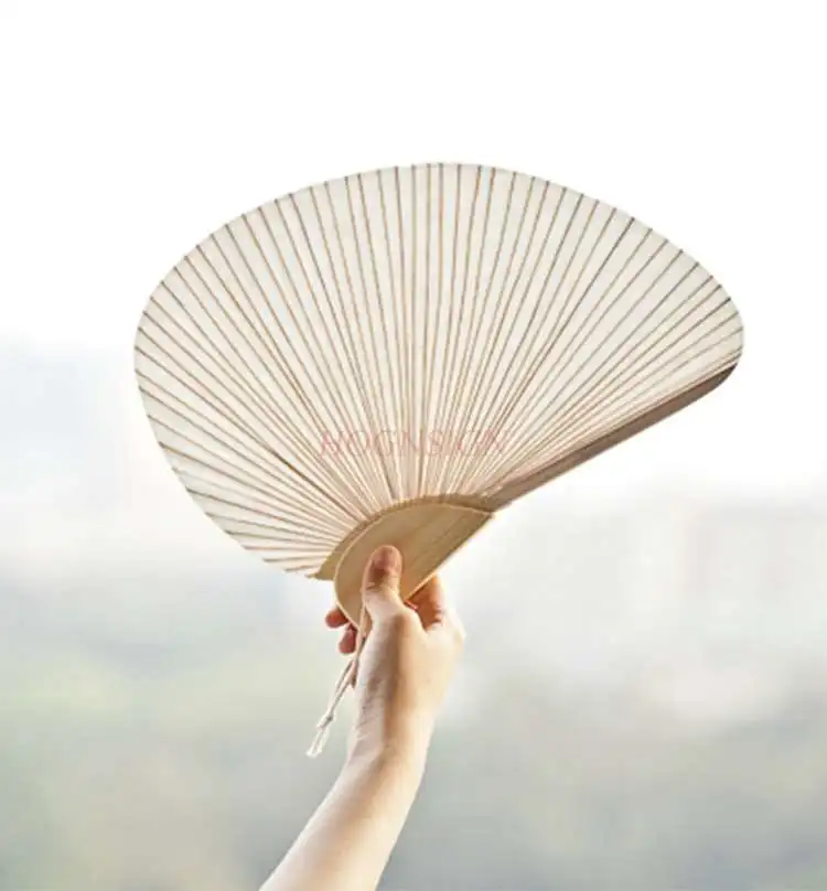 

hand painted blank palace materials Portable fan Mini Chinese painting blank group fan Chinese style small round fan paper fan