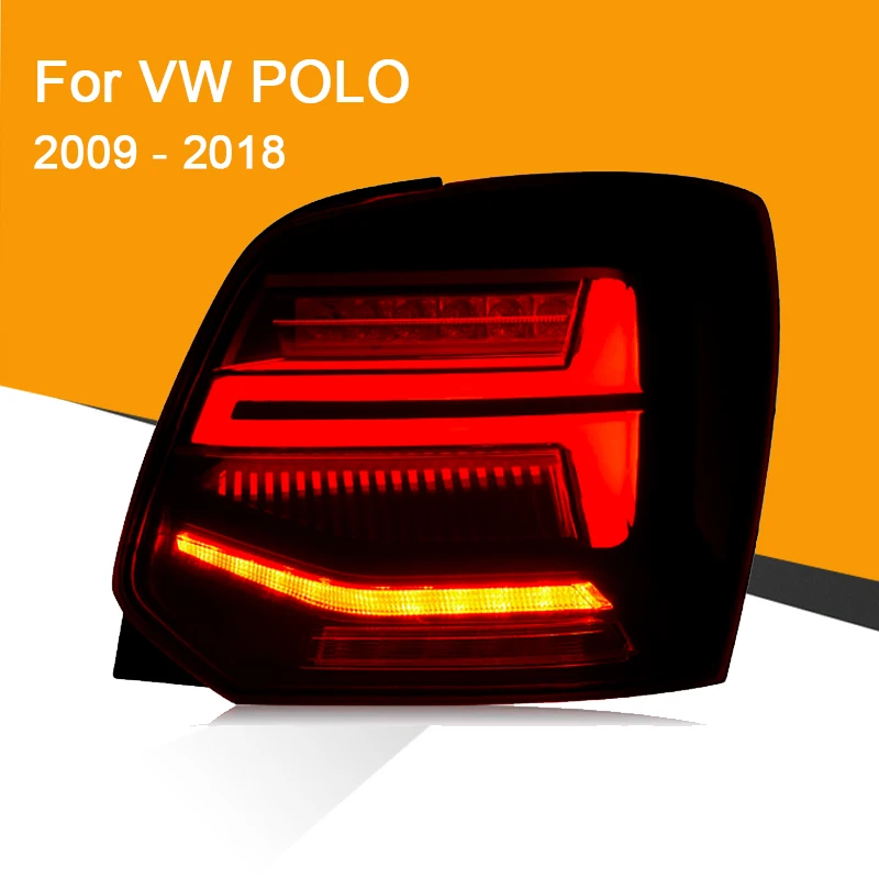 Светодиодный задний фонарь для Volkswagen VW POLO 2009- красный дымчатый черный светодиодный задний светильник последовательный поворотный сигнал тормозной задний светильник
