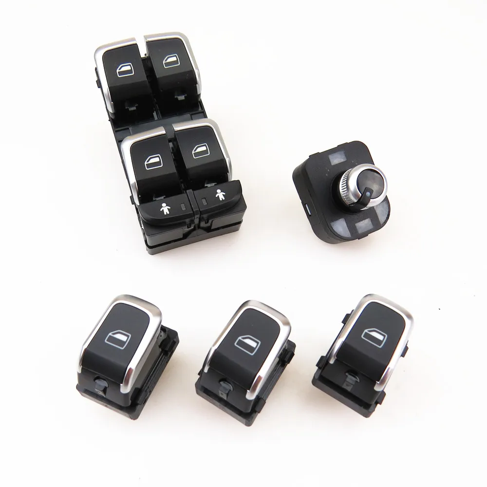 RWSYPL хромированный переключатель окна водителя Боковая ручка зеркала Кнопка