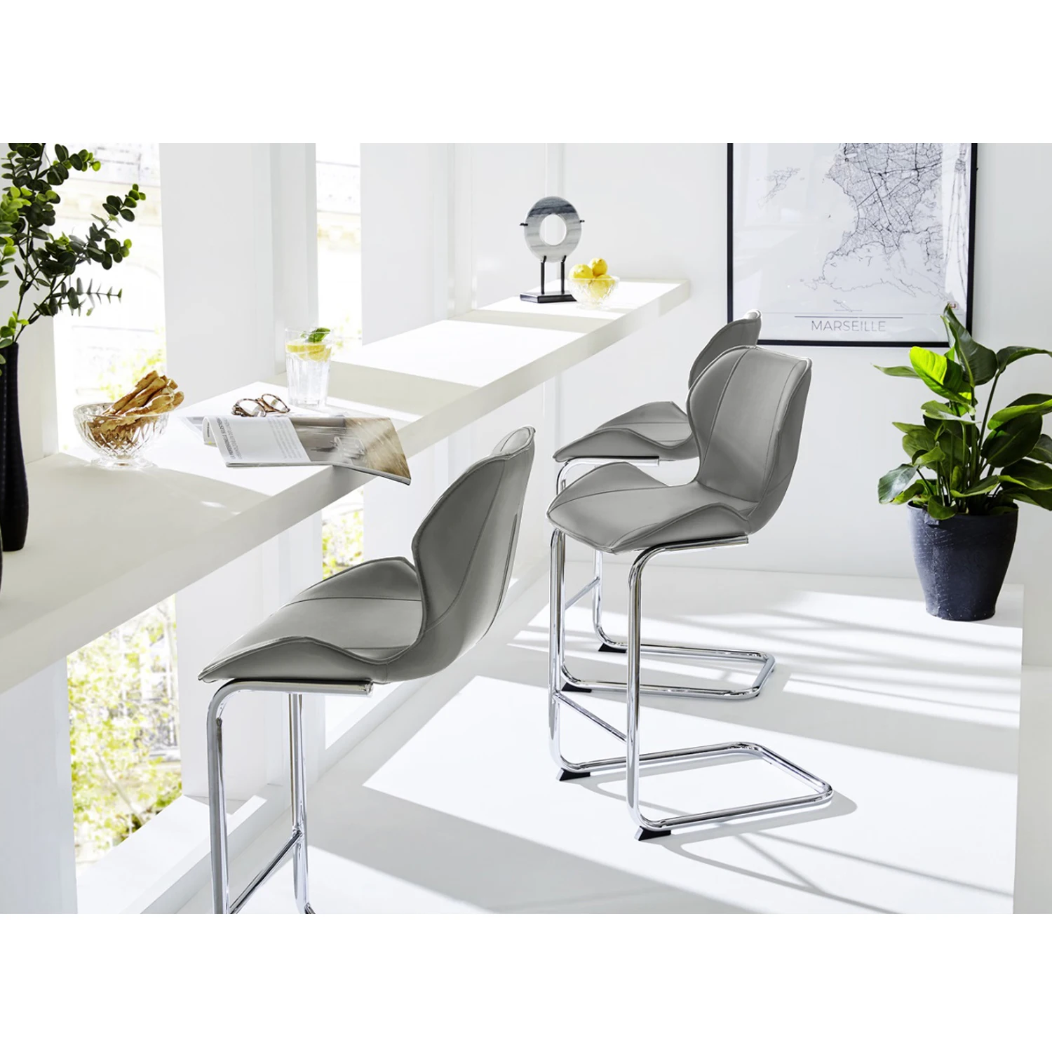 4 шт. Роскошные качества кожа ткань современные барные стулья кухня с изогнутой в