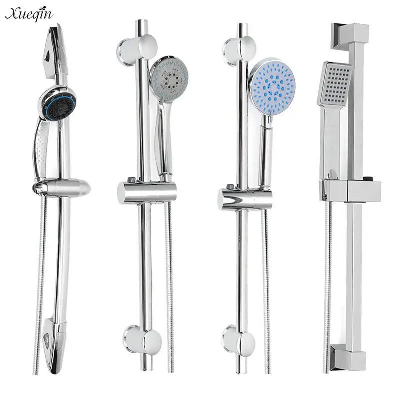 

Xueqin Chrome Bathroom Shower Riser Rail Bracket Bar Wall Mounted Adjustable Shower Head Holder Bar Kit Set 5 Mode Function