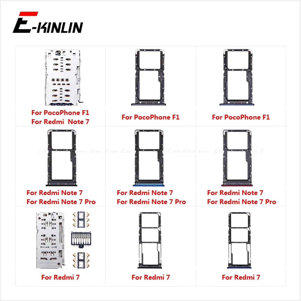 

10pcs Sim Micro SD Card Socket Adapter Container Connector Holder Slot Tray Reader For XiaoMi PocoPhone Poco F1 Redmi Note 7 Pro