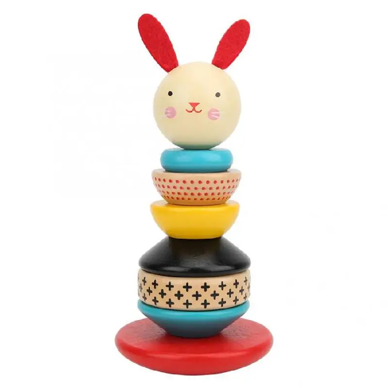 Деревянные блоки игрушки для строительства кролик стакан радужная