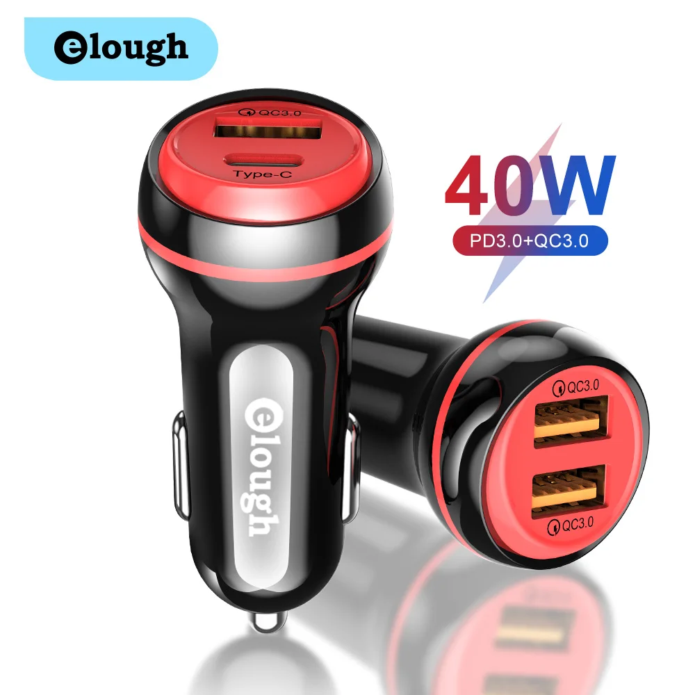Автомобильное зарядное устройство Elough USB Тип C 40 Вт быстрая зарядка QC 3 0|Зарядные