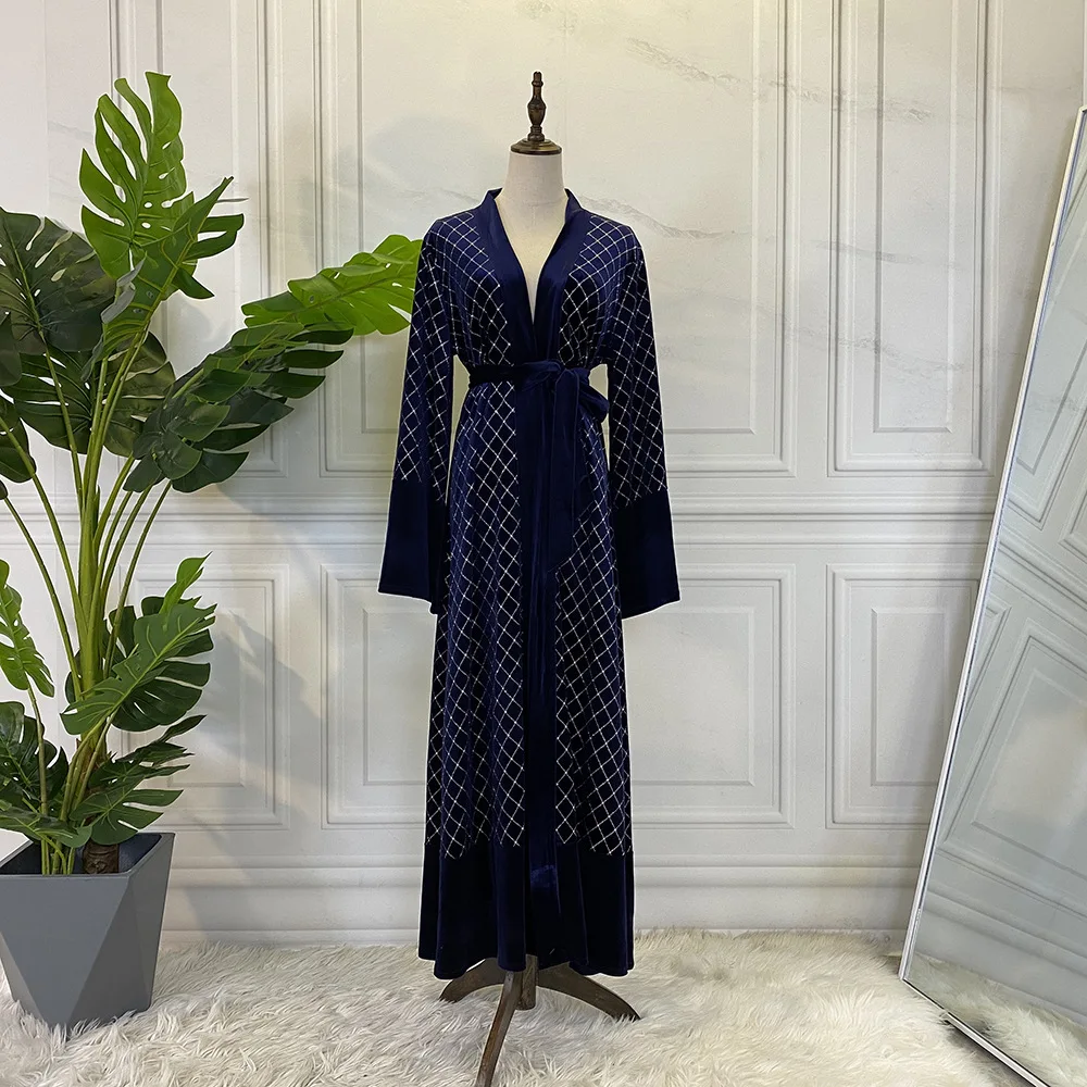 

Eid Mubarak Turkey Abaya Dubai Velvet Kimono Muslim Kaftan Hijab Dress Abayas for Women Islamic Clothing Caftan Marocain Femme