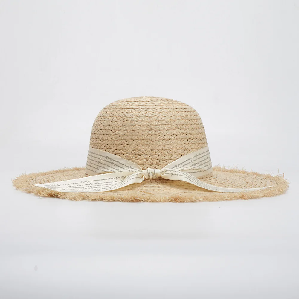 

Summer Big Brim Dome Raffia Sun Hats Women Outdoor Travel Adjust Straw Hat Fashion Lady Sun Beach Hat Ribbon Bow Party Visor Hat