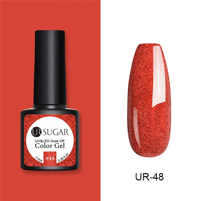 UR-48 Ur Sugar 7,5 мл Гель-лак для ногтей Одноцветный голографический блеск Полупостоянный замачиваемый УФ светодиодный Гель-лак для ногтей 62 цвета - Цвет: UR-48