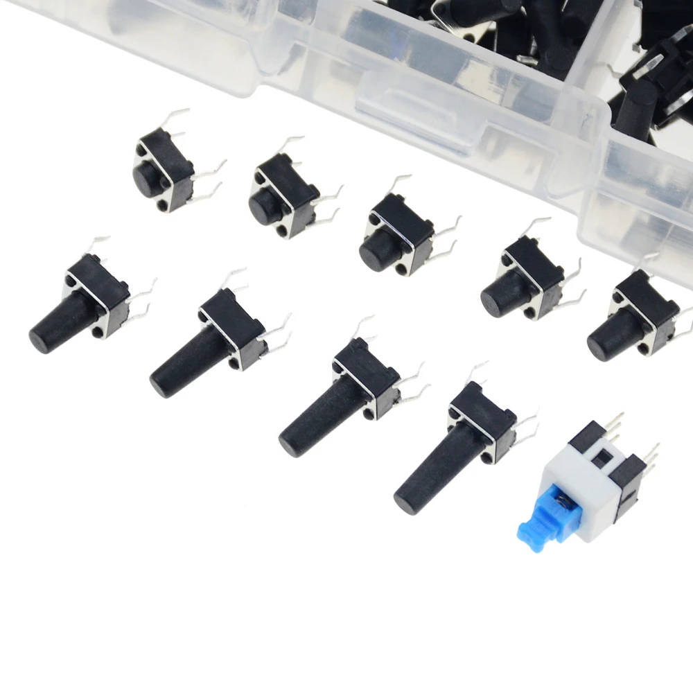 10 Models 180PCS 6*6 Tact Switch Tactile Push Button Kit Height 4.3MM~13MM DIP 4P micro switch 6x6 Key | Обустройство дома
