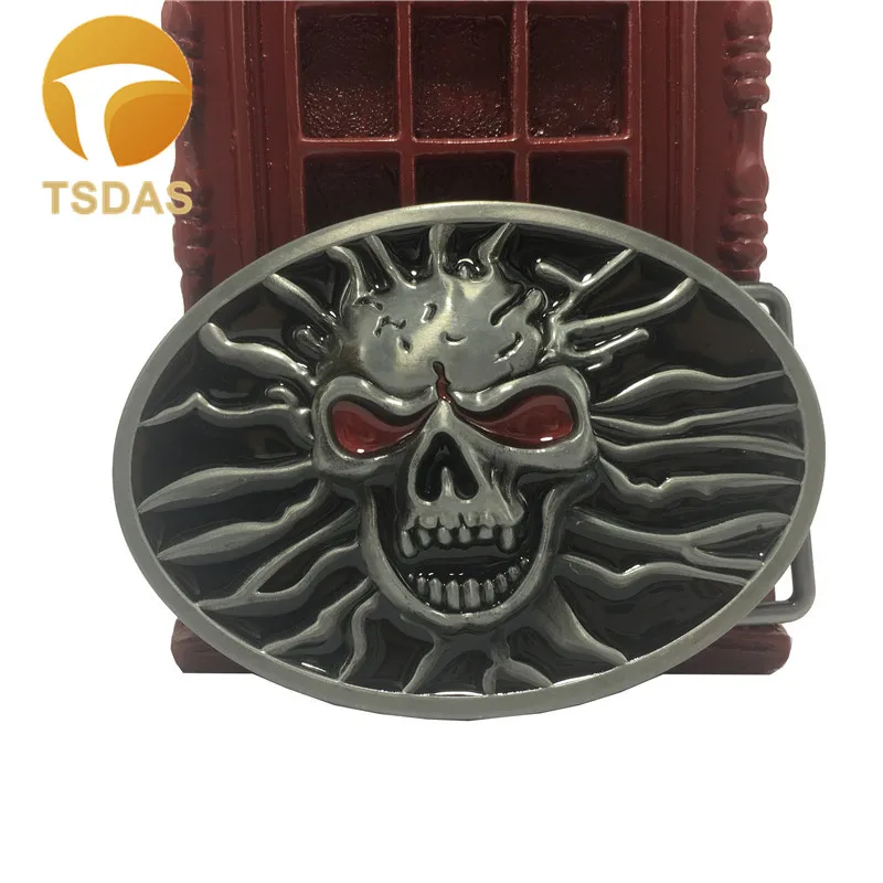 Мужская овальная металлическая пряжка для ремня с изображением черепа ширина 40