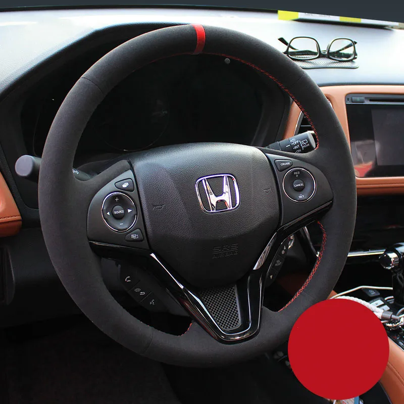 

Для Honda Avancier Civic crv FIT xaccord RV JADE Сделай Сам под заказ черный замшевый кожаный чехол рулевого колеса ручная работа автомобильные аксессуары