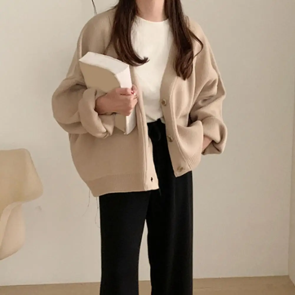 

Женское зимнее пальто 2021 однобортный свитер с длинным рукавом Кардиган Осень-зима однотонное теплое вязаное пальто Женская трикотажная од...