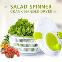 salad drainer manual lettuce dryer crank handle locking lid for vegetable fruit salad