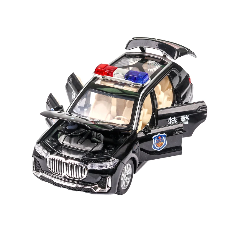 

newv BM police car alloy 1:32 X7 SUV model Sound and light special police toy car Boy police car box Diecast Gifts Toys kids