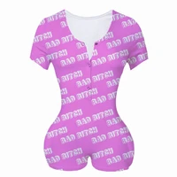sexy women pajamas underwear bodysuit long sleeve button deep v neck bodycon stretch leotard short romper overalls