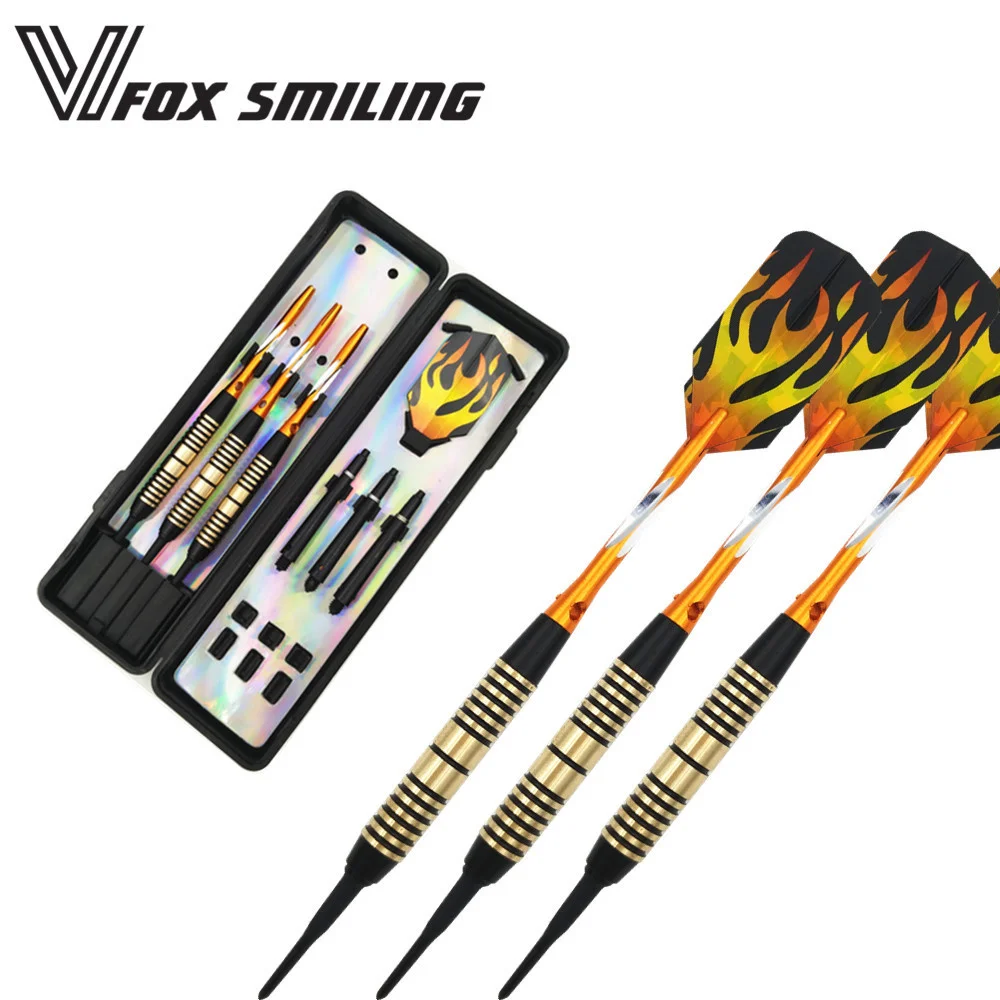 

Fox Smiling 3pcs Professional Electronic Soft Tip Darts 18g Darts With Aluminum Alloy Shaft Gold