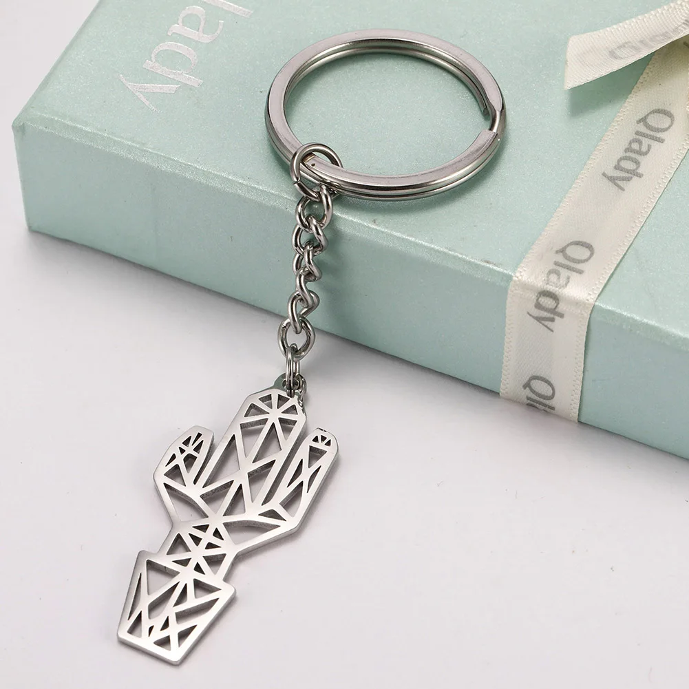 Teamer Cactus Pendant Key Chains Stainless Steel Waist Hanging Plant Charms Keyrings Ring Holder Gift for Men Women | Украшения и