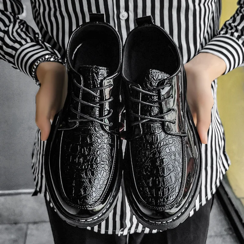 

2021 Spring Autumn New Concise Style Retro Men's Dress Shoes Breathable Lace-up Casual Business Shoes Non-slip for Daily
