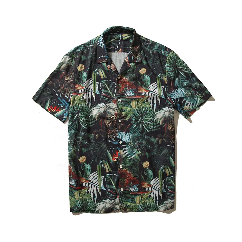 2021 летняя новая Гавайская Мужская рубашка с коротким рукавом и принтом Пляжная