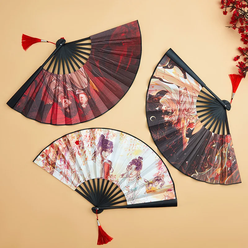 

Anime Tian Guan Ci Fu Hua Cheng Xie Lian Folding Fan Ancient Style Handheld Folded Cool Cloth Fan Cosplay Costume Props Gifts