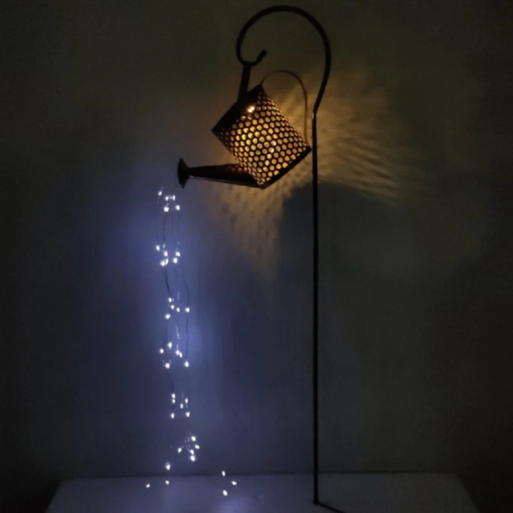 

LED Kettle Solar Light Wrought Iron Watering Can Fairy String Lamp Outdoor Waterproof Yard Art Ornament Garden Park Lighting