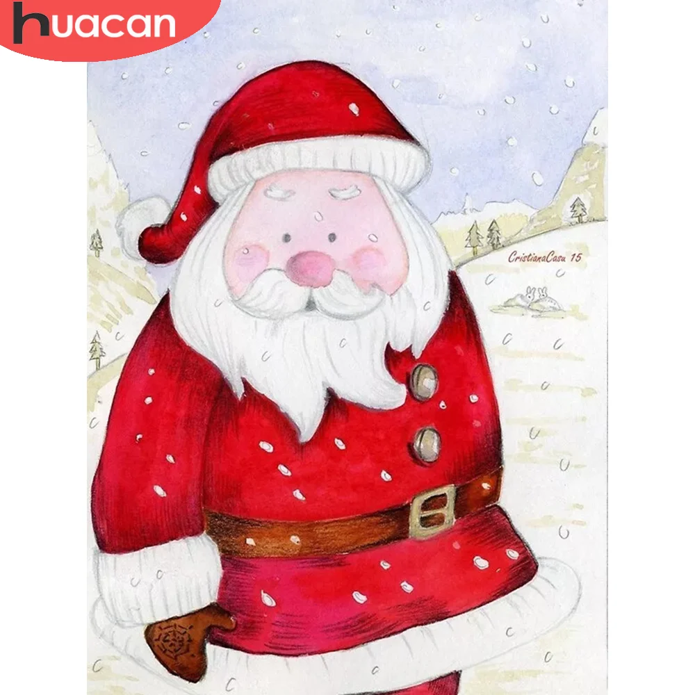 

HUACAN Diamond Painting Santa Claus Diamond Embroidery Mosaic Christmas Cross Stitch Home Decoration Wall Stickers
