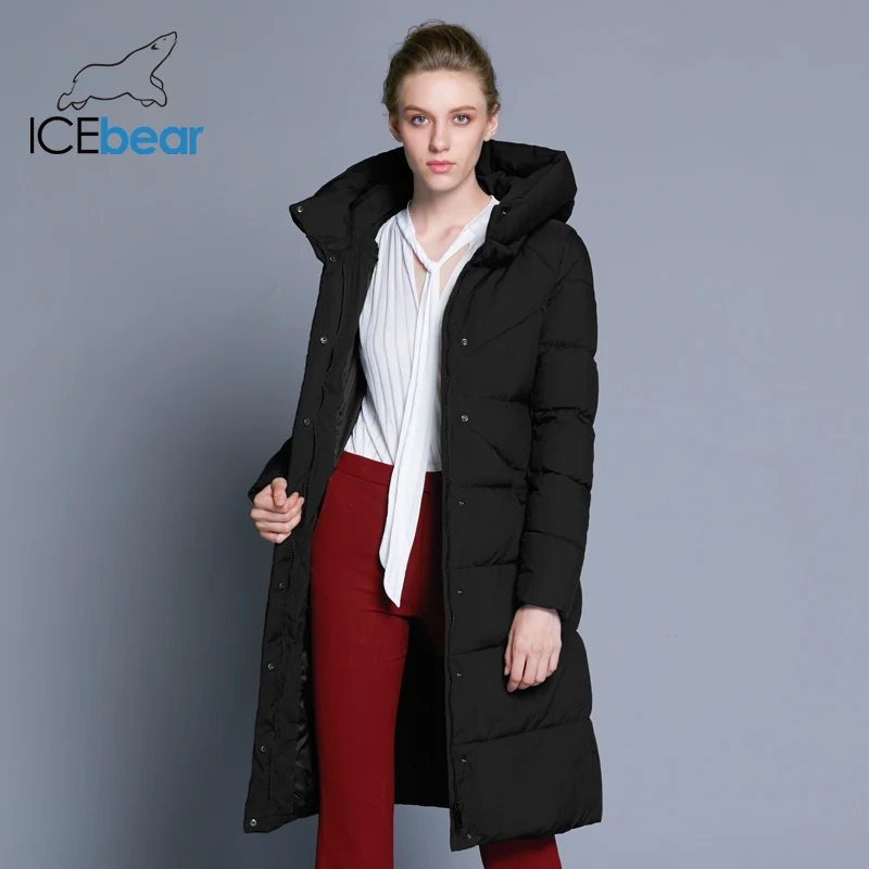 ICEbear Новинка высококачественная женская зимняя теплая куртка простой манжет дизайна ветрозащитная куртка модная фирменная женская куртка длины GWD18150