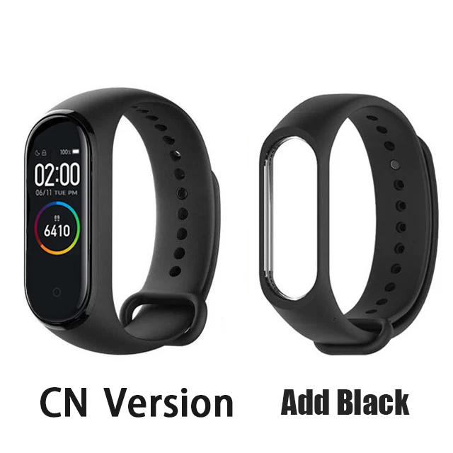 CN add black strap Глобальная версия Xiaomi Mi Band 3 Смарт-Браслет фитнес-браслет 3 большой сенсорный экран сообщение частота сердечных сокращений Smartband - Цвет: CN add black strap