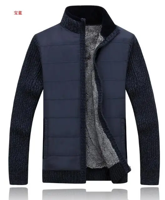 dark blue Брендовый мужской свитер Новое поступление Зимний мужской свитер куртка стоячий воротник военный армейский зеленый кардиган мужской плотный флис - Цвет: dark blue