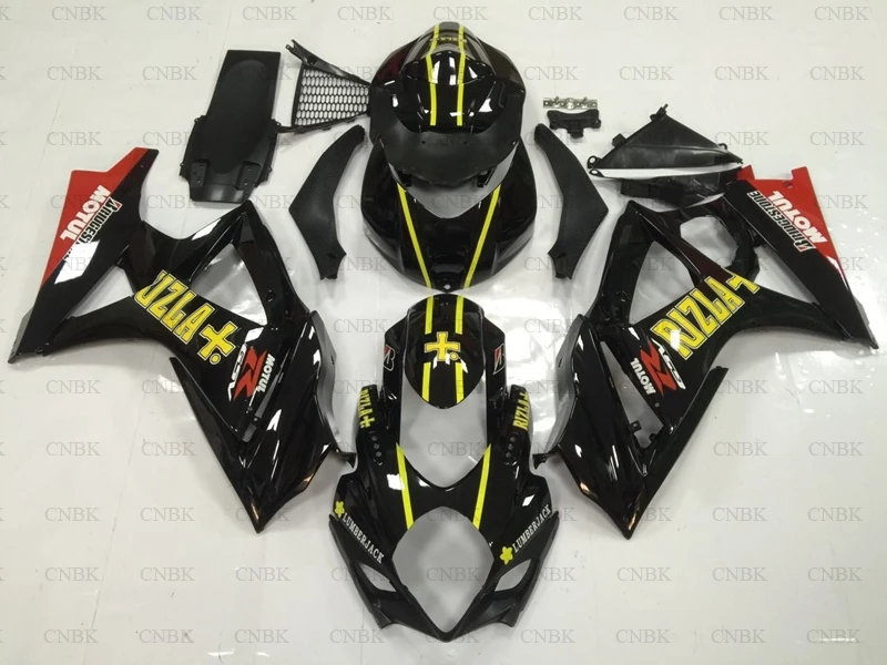 Обтекатель для мотоцикла GSXR 1000 2007 GSXR1000 Обтекатели - 2008 K7 Черный Желтый RIZLA |