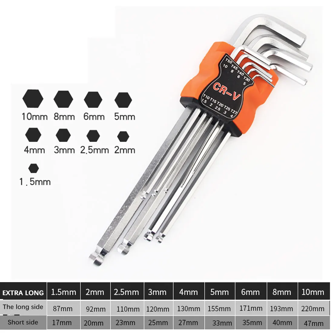 

Multi-tool Double-End Screwdriver Hex Wrench Allen Key Hexagon Flat Ball Torx Star Head Spanner Key Set 9PCS Hand Tools L Type