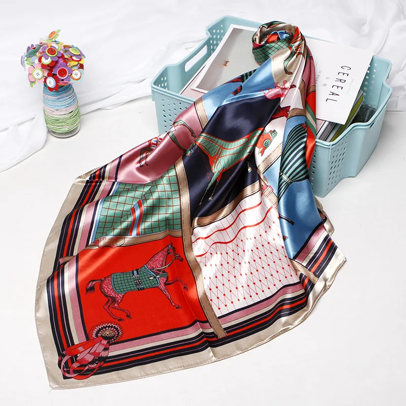 

Scarf Silk Satin Luxury 90*90cm Silk Scarf Small Scarf Women Fashion Bandana Bag Accessories Small Square Scarf Silk Small Scarf
