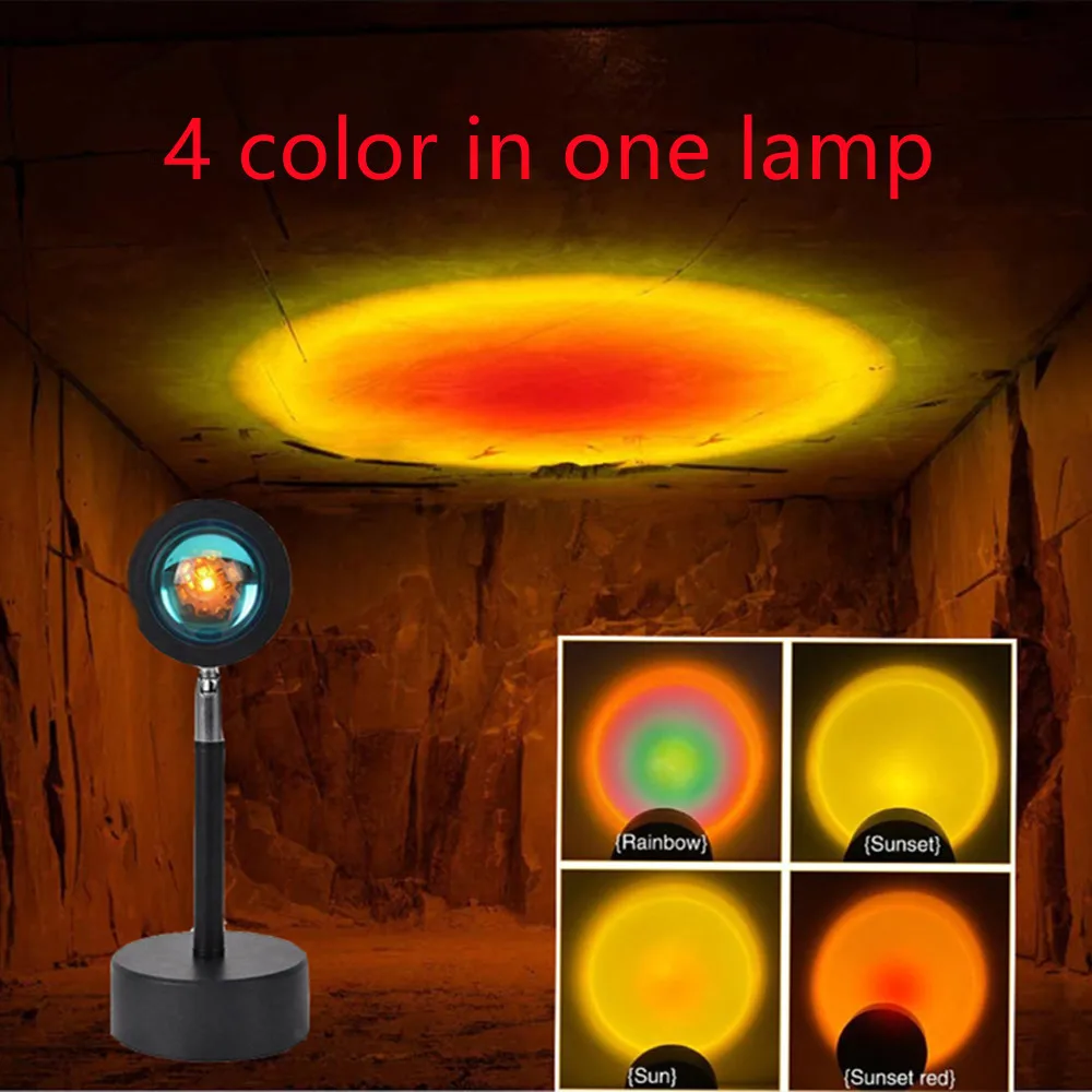 

Sunset Projection Night Lights LED Background Lighting Atmosphere Adjustable USB Button Table Lamp Bedroom Coffe Shop Decoration