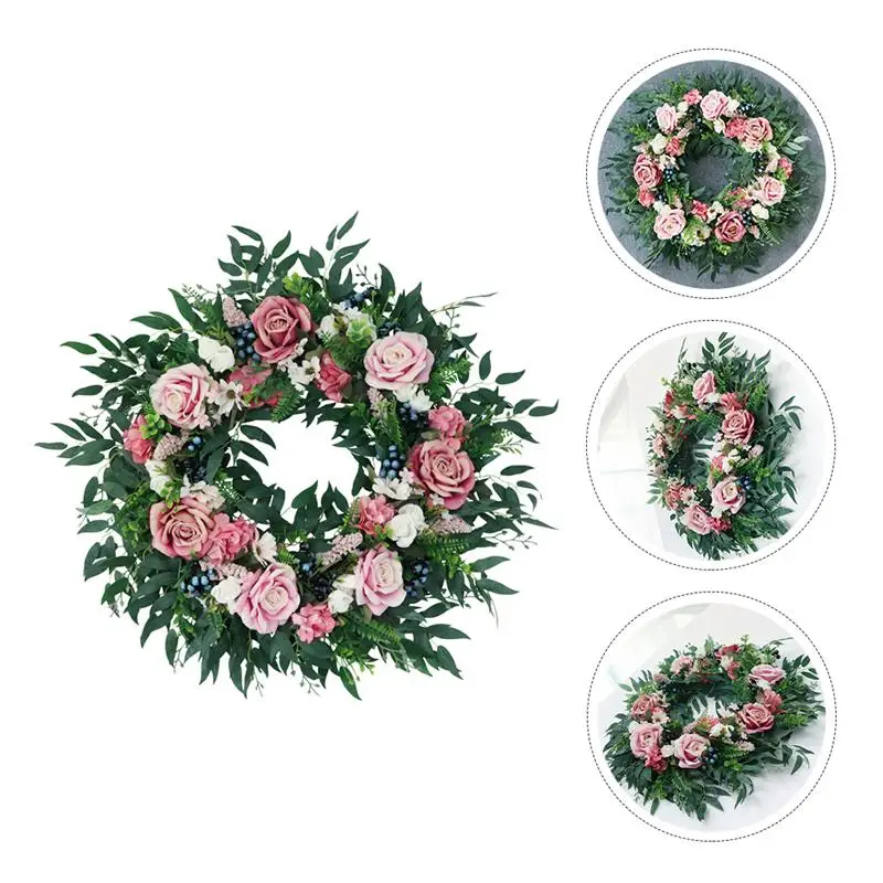 

1pc Simulation Wreath Decorative Lifelike Hanging Ornament Wreath for Front Door
