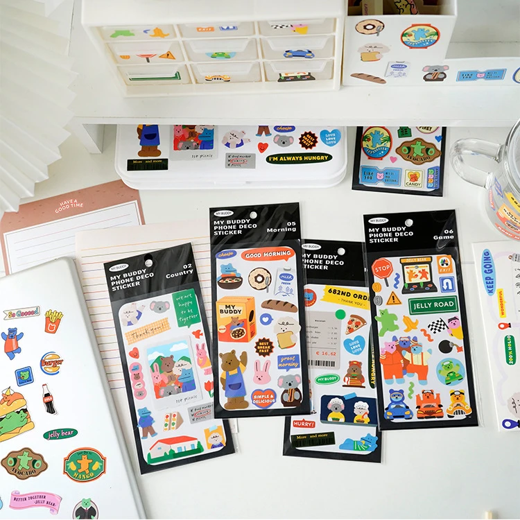 

Ins Bear Decor Sticker Cute Sticker Korean Scrapbooking Journal Laptop Decor School Supplies Korean Stationery