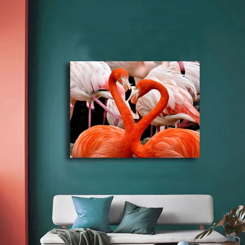 Красная крановая картина по номеру масляная краска для животных Цифровая