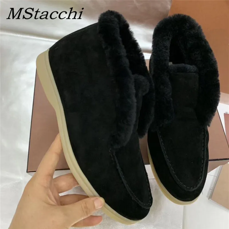 Женские замшевые сапоги MStacchi из натуральной кожи на плоской подошве ботильоны