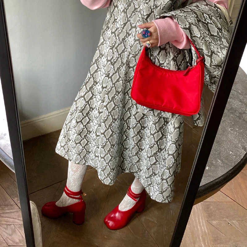 

New Spring Fashion Split Toe Women Pumps Chunky Round Ankle Strap Buckle High Heels Red Leather Brand Design Winter Shoes Women