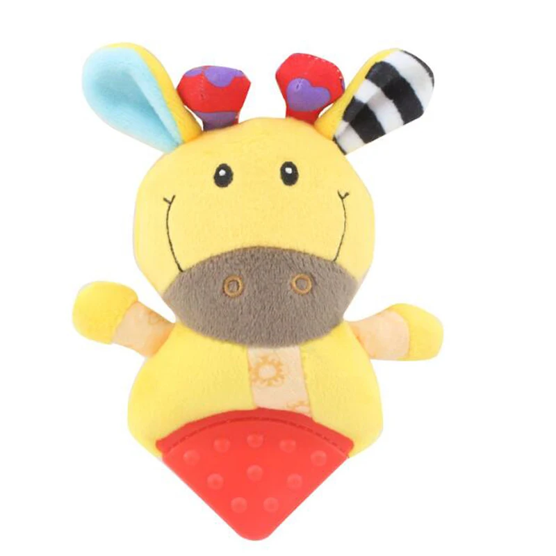 Developmental Toys Handy Baby Comforting Plush Toy Kids Baby Lovely Animal Model Hand Bells Rattles Handle Circle Teether