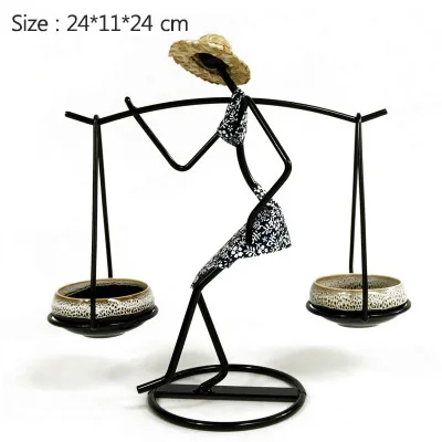 Black-Flower Cloth Strongwell Nordic Take Burden Teenage Girl Iron Flower Stand Flower Pot Potted Plants Desktop Home Decorations Birthday Gift - Color: Black-Flower Cloth