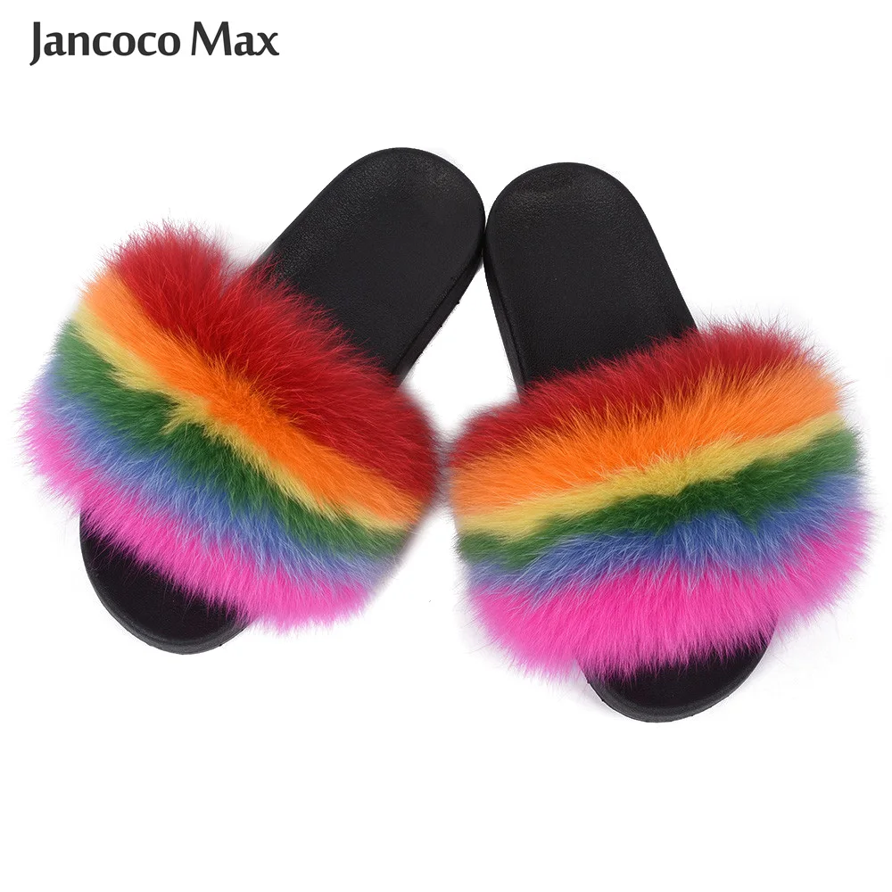 Женские нескользящие Шлепанцы из натурального Лисьего меха на