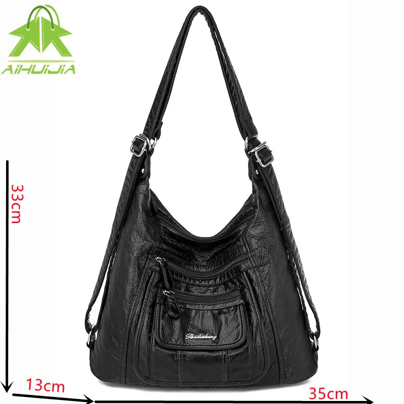 

Fasshion Womens High Capacity Backpack Simplicity Solid Color Shoulder Bag New Washed Leather Luxury Design Travel Women Handbag