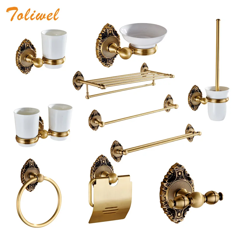 Набор аксессуаров для ванной комнаты античное латунное кольцо полотенец полка
