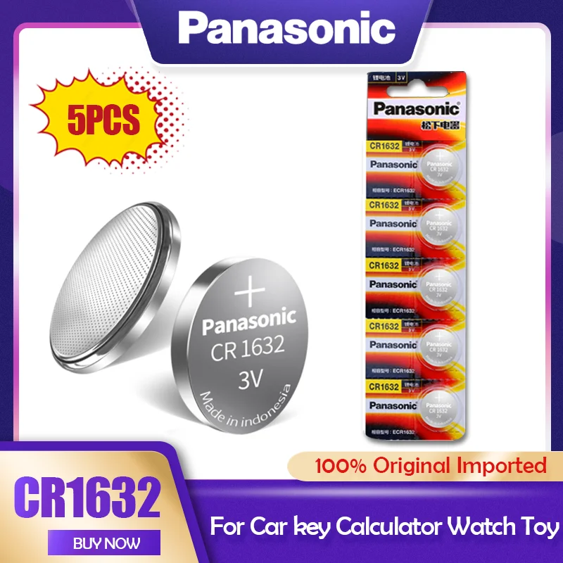 Литий ионный аккумулятор Panasonic CR1632 CR 1632 3 в 5 шт. DL1632 BR1632 ECR1632 GPCR для игрушек