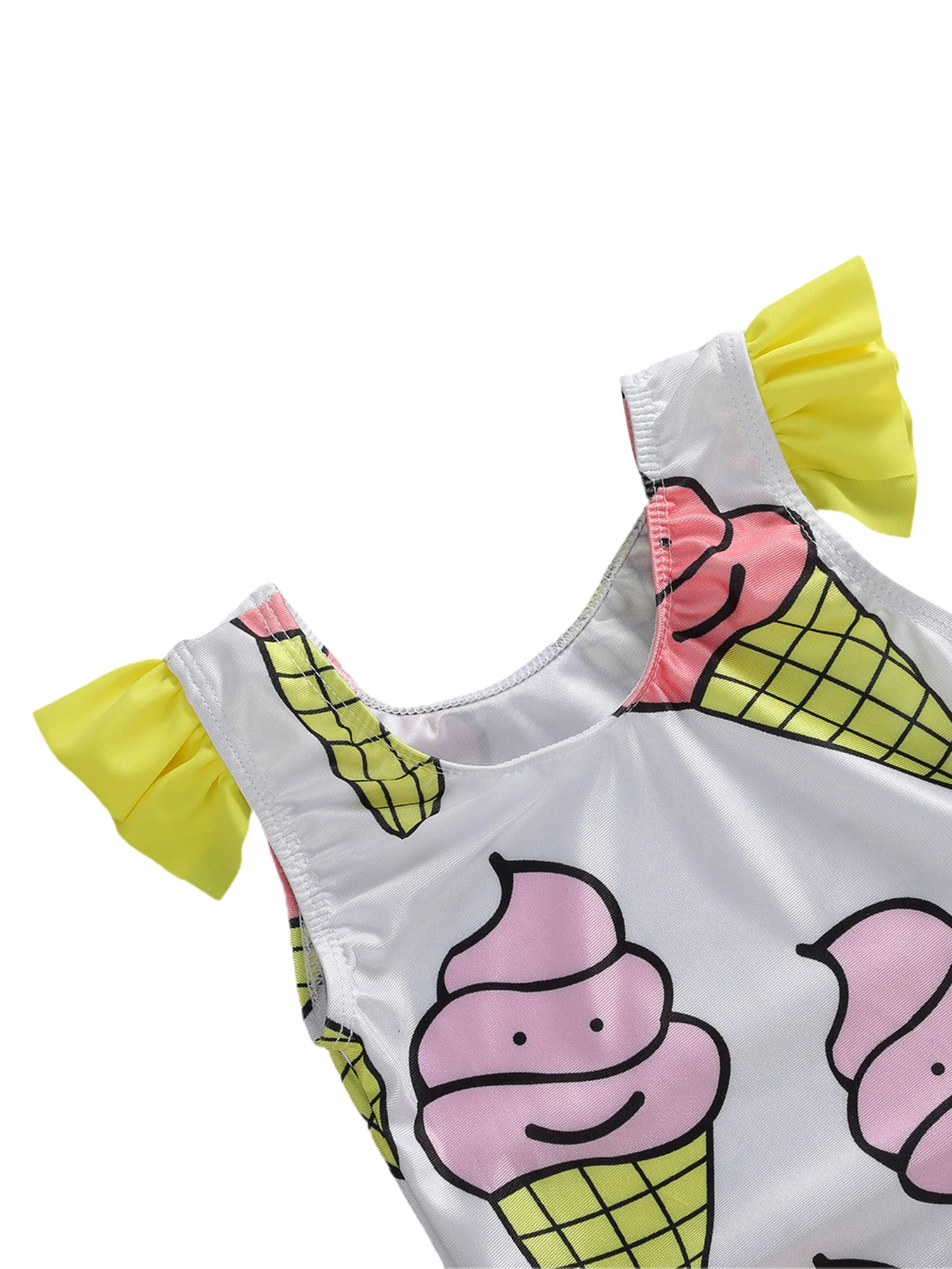 Детский слитный купальник с принтом мороженого и круглым вырезом|Боди для