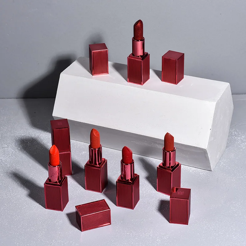 Красивая текстурная гладкая матовая помада 6 цветов Макияж для губ телесного