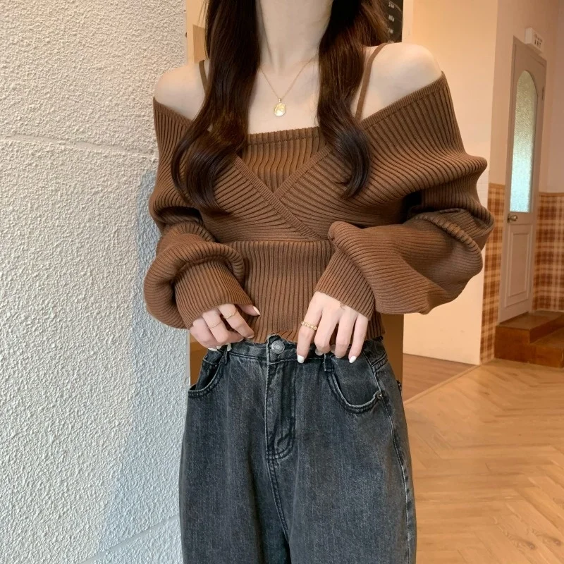 Осенняя трикотажная одежда Женский Топ 2021 свободный мягкий двухкомпонентный