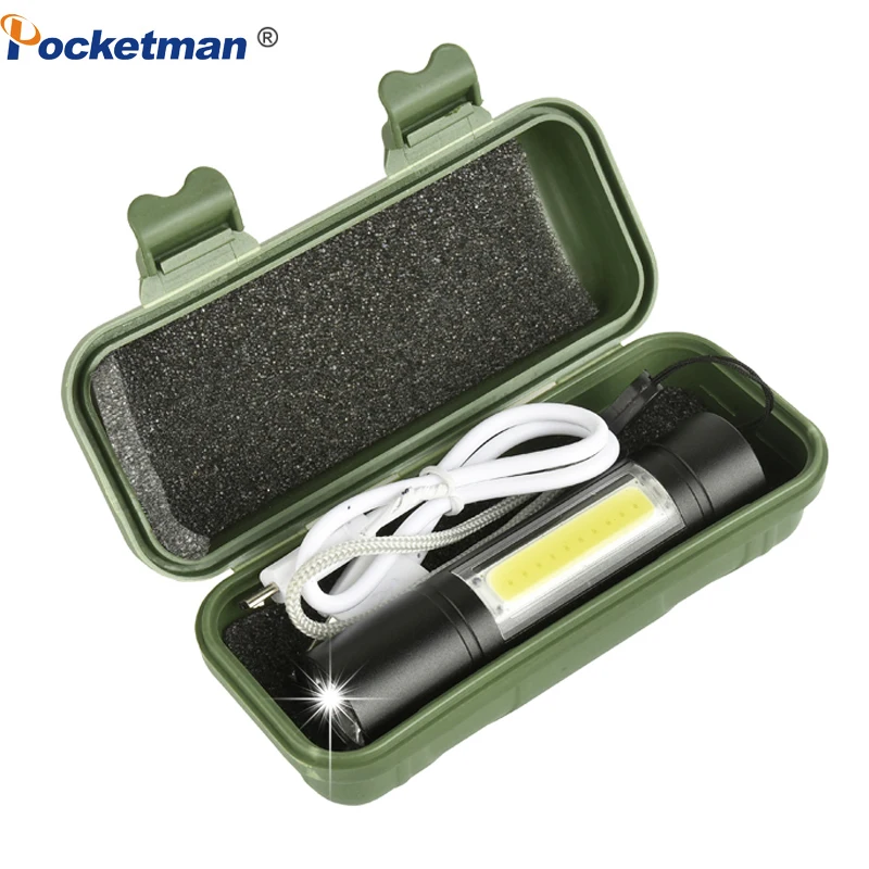 Mini LED Flashlight Built-in 14500 USB Rechargeable Q5+COB 3 Modes Torch Linterna Fishing Light Hunting Lamp | Лампы и освещение