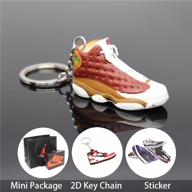 Ручной работы 3D AJ13 брелок Air Mini Jordan кроссовки модель милый брелок для ключей Баскетбольная обувь Подарочный Брелок для ключей Новая мода ювелирные изделия - Color: 1