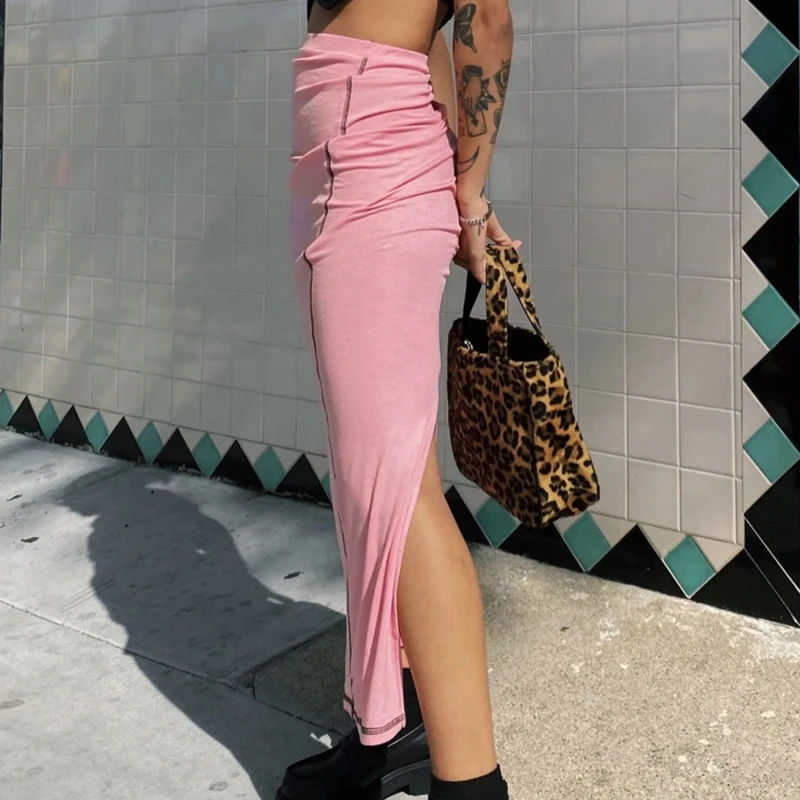 

Long Skirts y2k Retro Straight Skirts High Waisted Summer Skirts Women Sweet Cute Party Skirts 2021 New Trendy